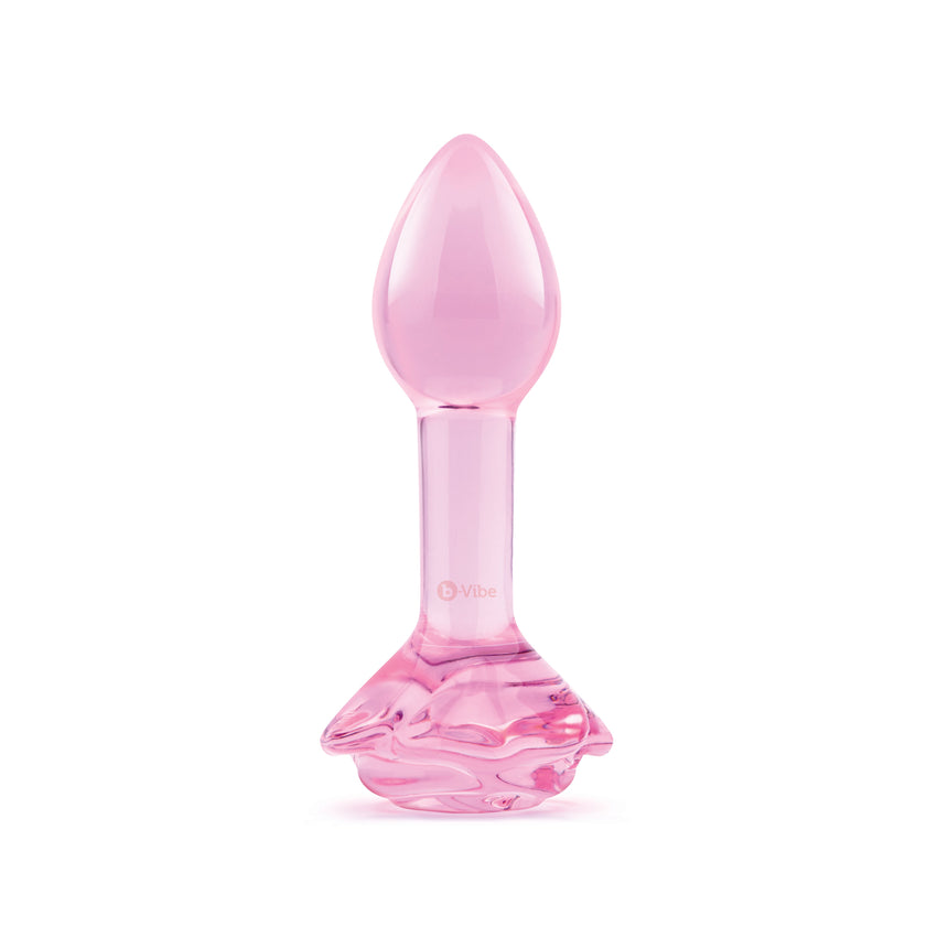 Pink Roses Glass Butt Plug Training Set