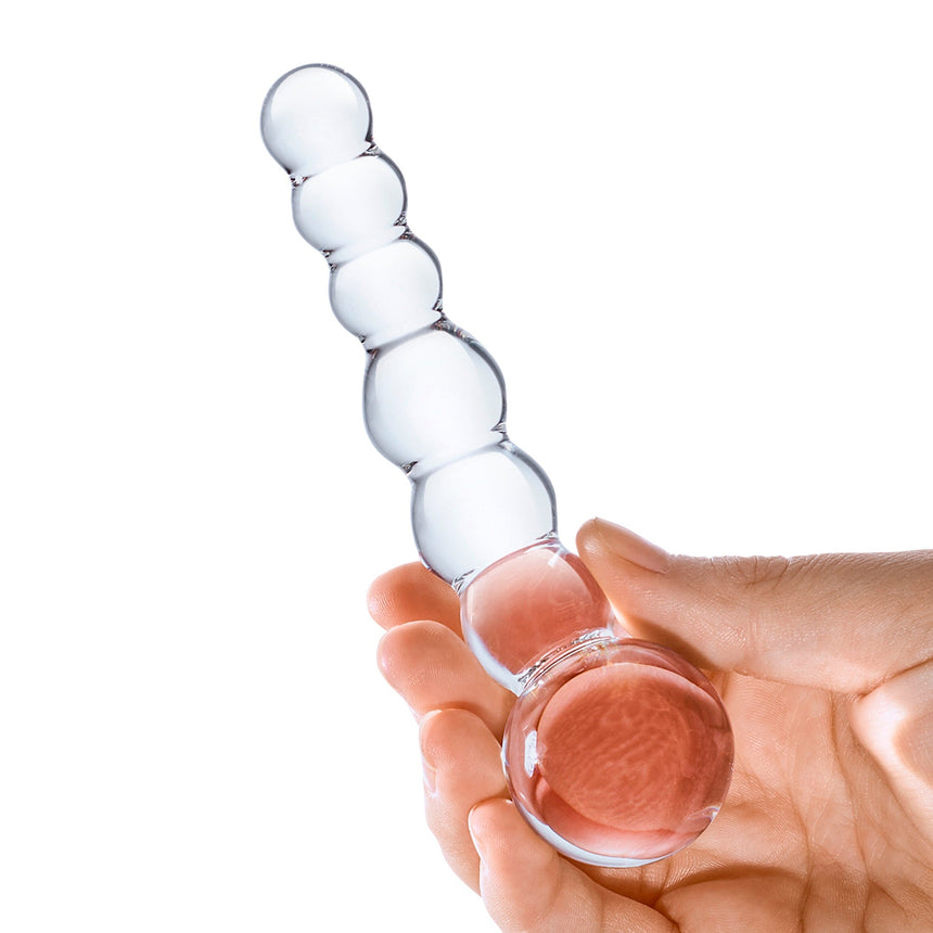 5” Curved Glass Beaded Dildo