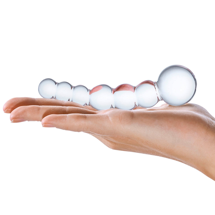 5” Curved Glass Beaded Dildo