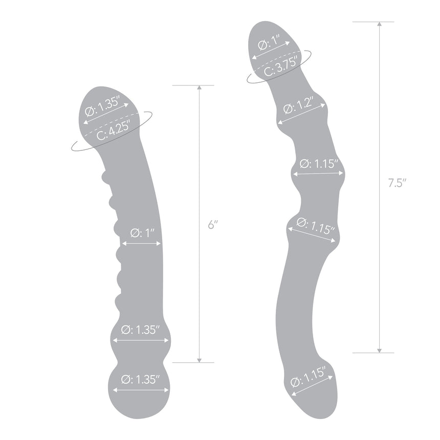 2-Piece Double-Pleasure Glass Dildo Set
