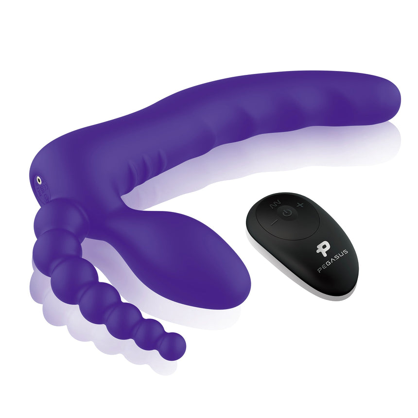 Pegasus 7” Remote Control Strapless Double Penetration Silicone Strap On