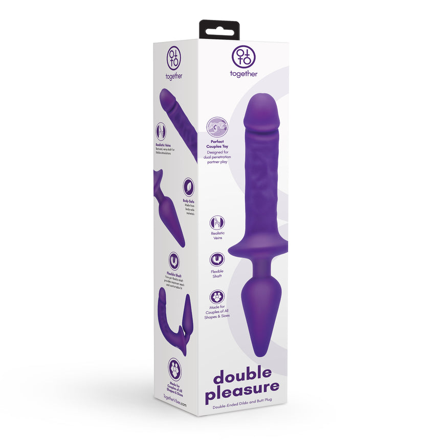 Purple double pleasure product packaging on a white background