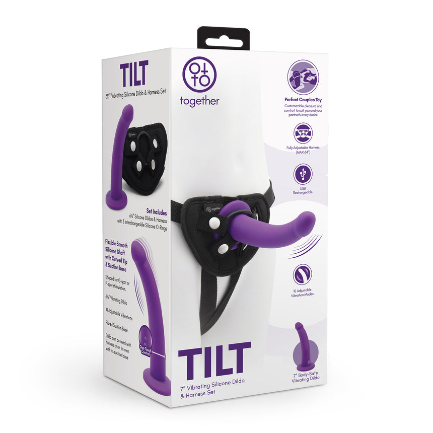 TILT Silicone 6.5" Dildo and Harness Set