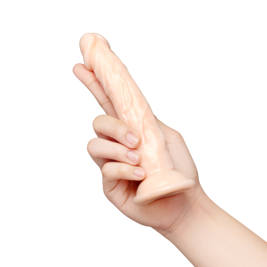 Together Tones 6.75 Inch Realistic Curved Strap-On Dildo with Flared Suction Base