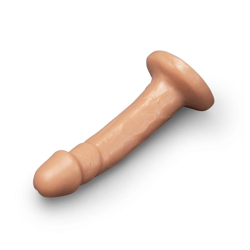 Together Tones 8 Inch Realistic Curved Strap-On Dildo with Flared Suction Base