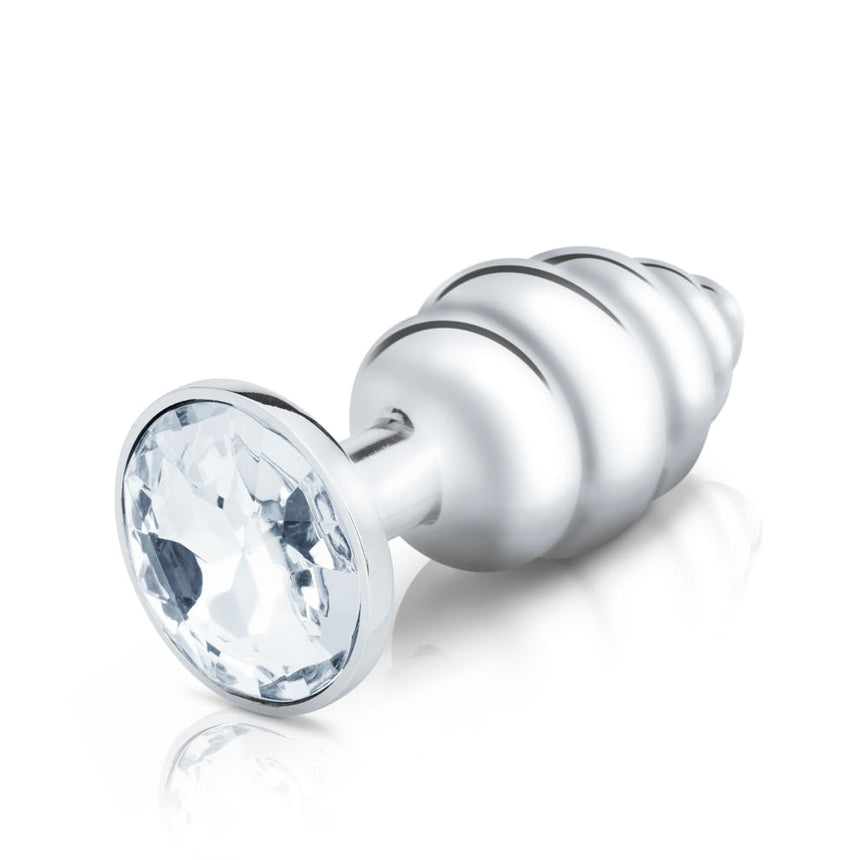 B-Vibe Silver Anal Plug With Clear Stone Small