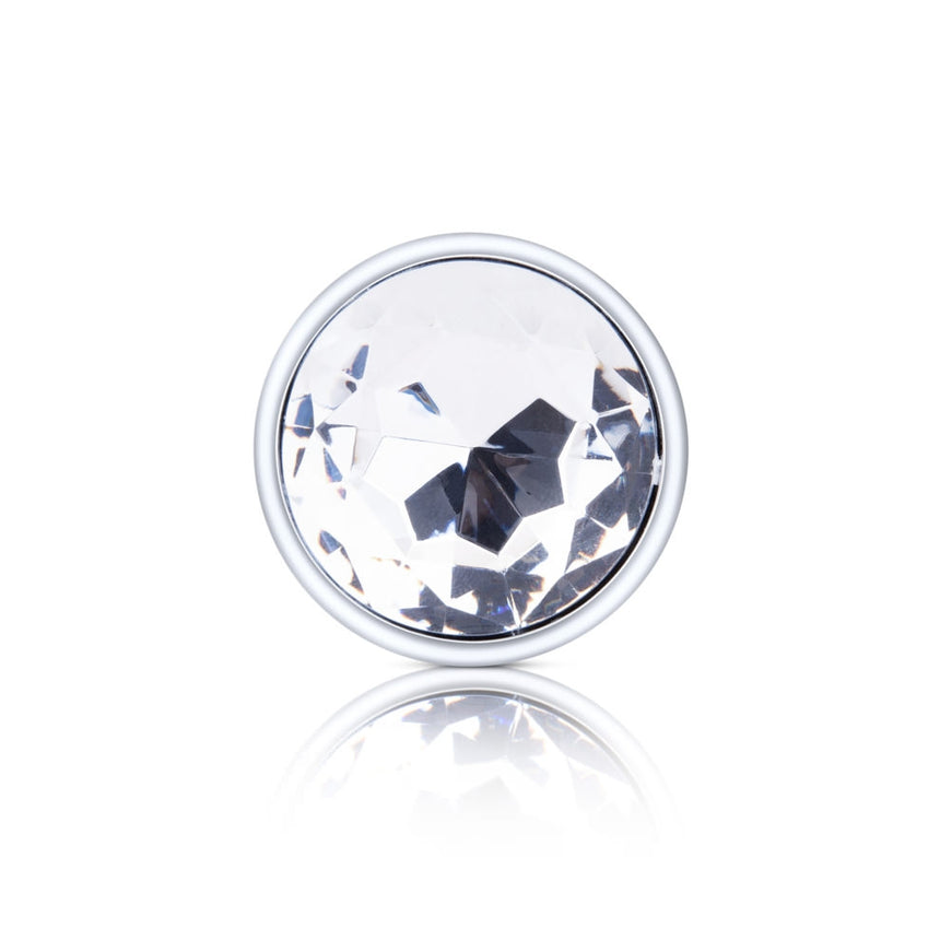 B-Vibe Silver Anal Plug With Clear Stone Small