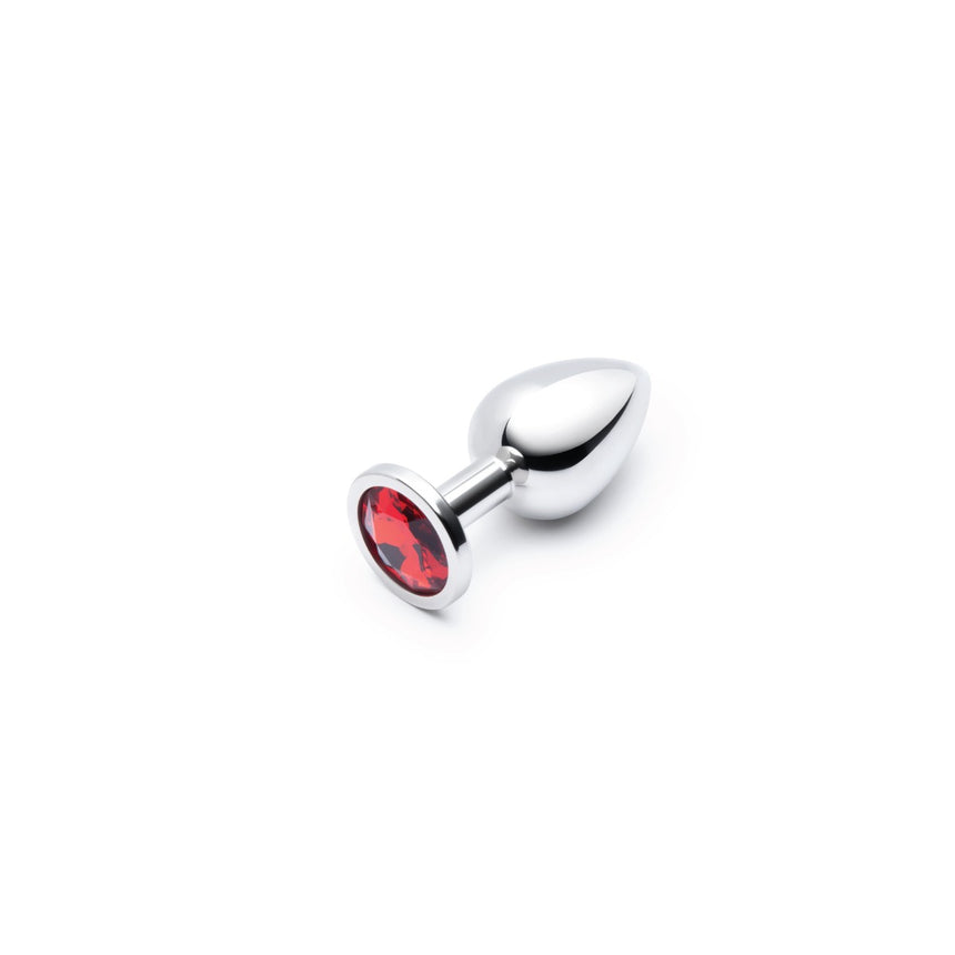 b-Vibe Stainless Steel Jewel Butt Plug Red Medium 265g