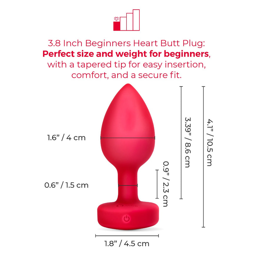 b-Vibe Vibrating Ultra Powerful Heart Shaped Remote Control Jewel Plug Scarlet Red
