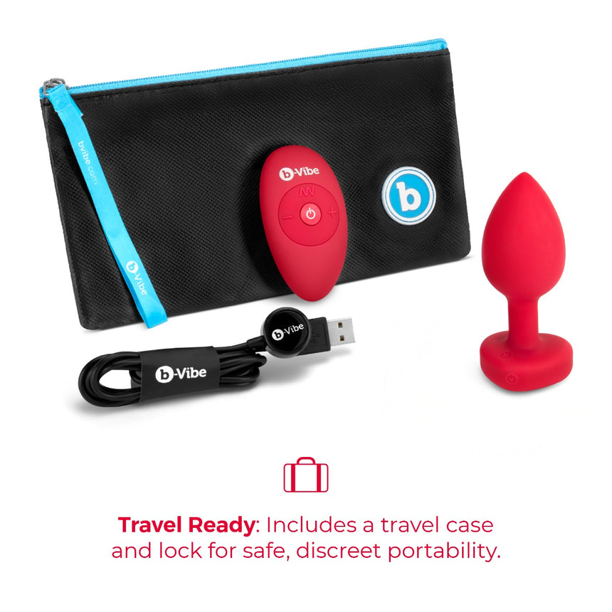 b-Vibe Vibrating Ultra Powerful Heart Shaped Remote Control Jewel Plug Scarlet Red