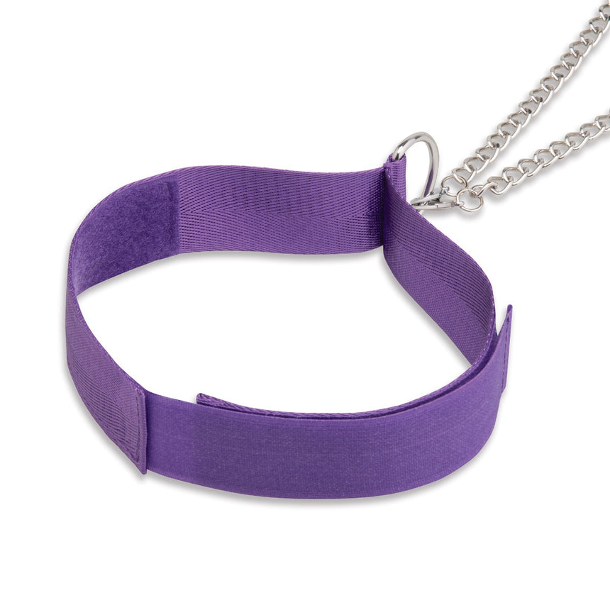 Lux Fetish Purple Collar & Nipple Clamps with Satin Blindfold