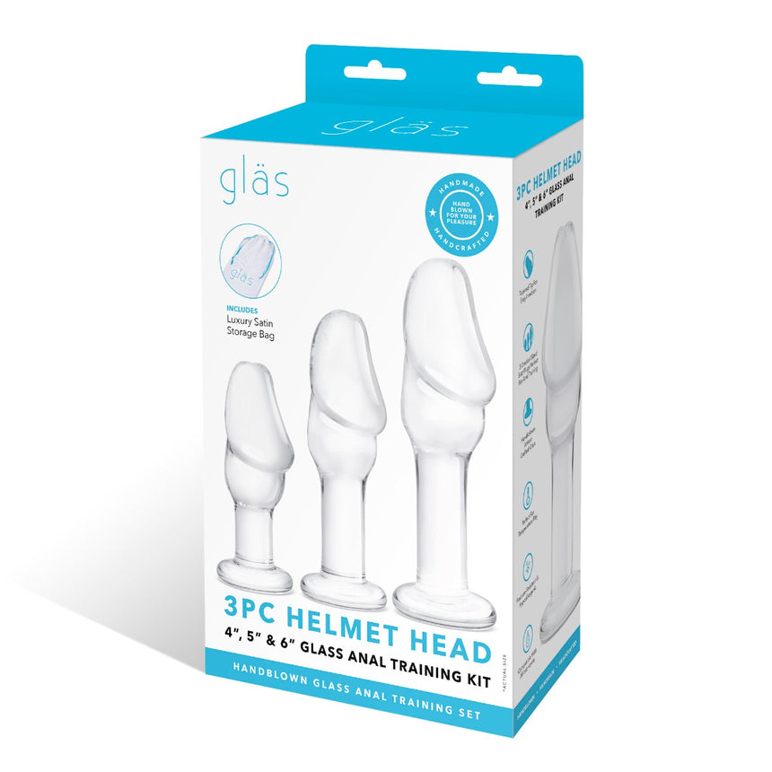 Glas Toy 3-Piece Helmet Head Glass Anal Training Kit