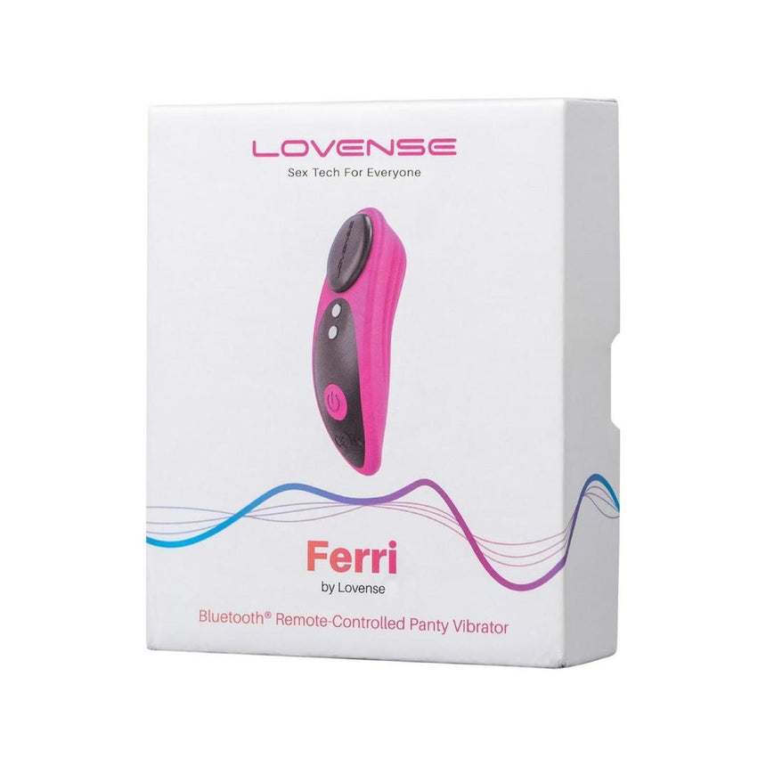 Official white retail packaging box for the Lovense Ferri Bluetooth App Compatible Silicone Panty Vibrator.