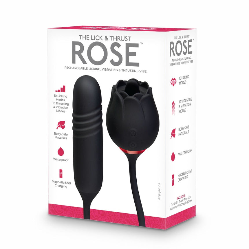 The Lick & Thrust Rose Rechargeable Licking, Vibrating & Thrusting Vibe