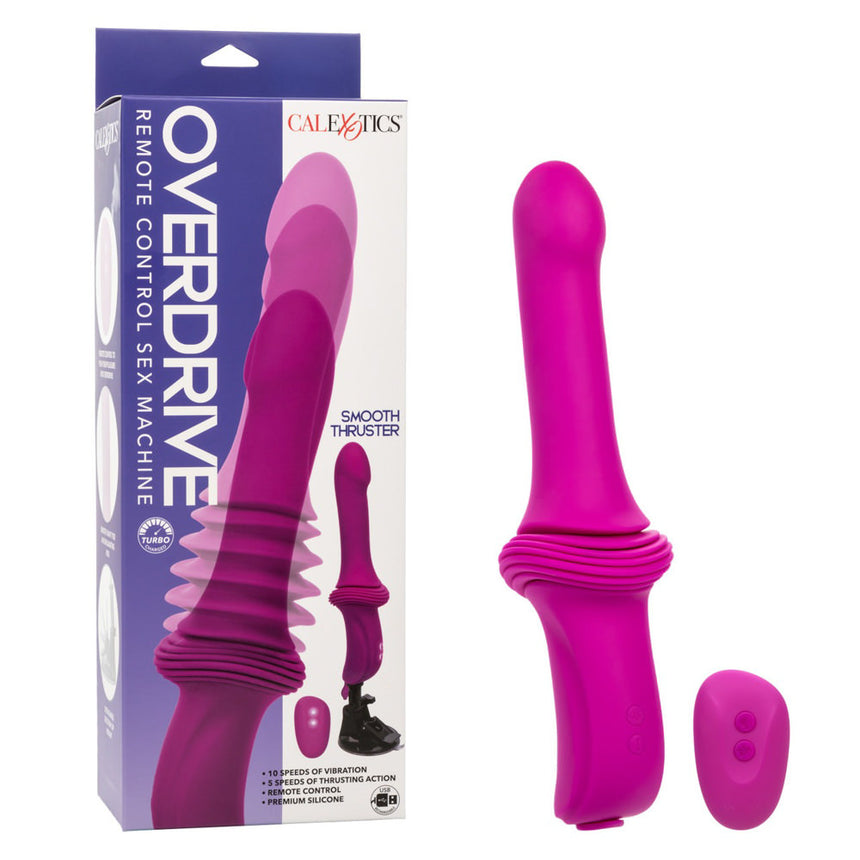 Overdrive Remote Control Rechargeable Silicone Sex Machine Smooth Thruster Pink
