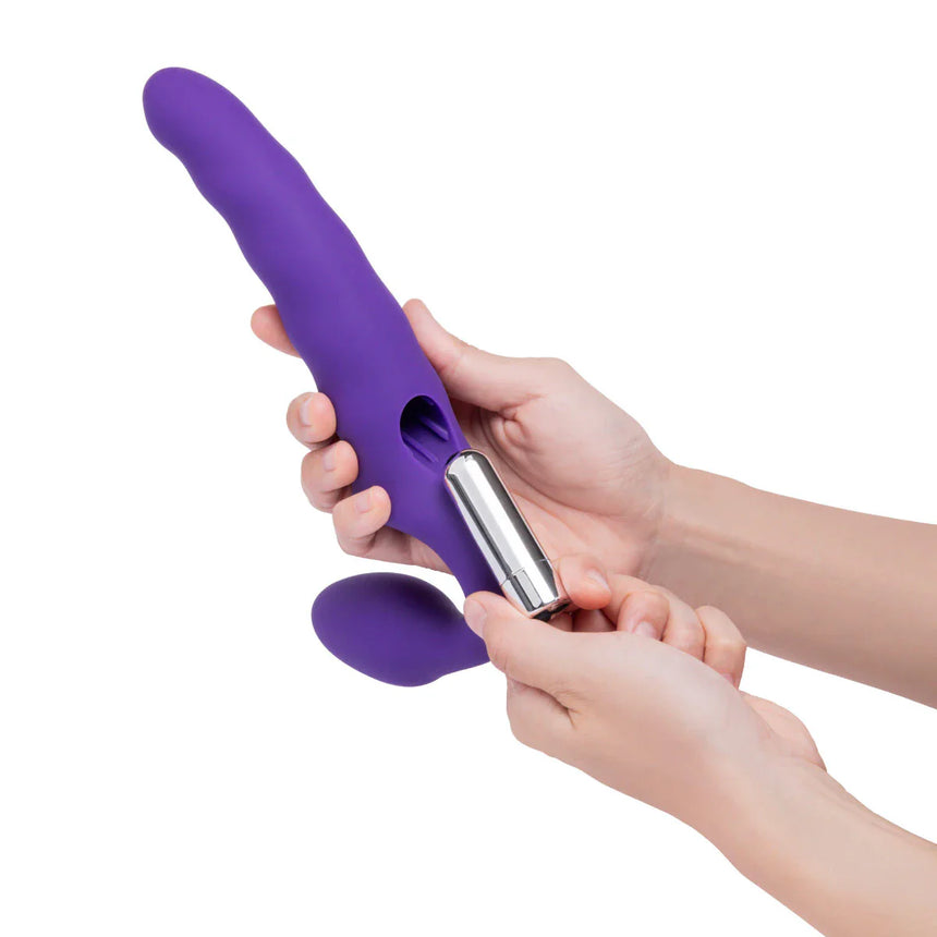 Rechargeable And Posable Rippled Strapless Strap-On