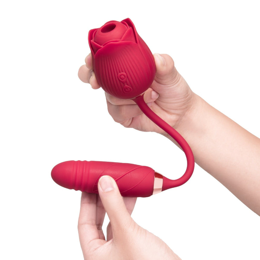 The Suck & Thrust Rose Rechargeable Suction & Thrusting Vibe