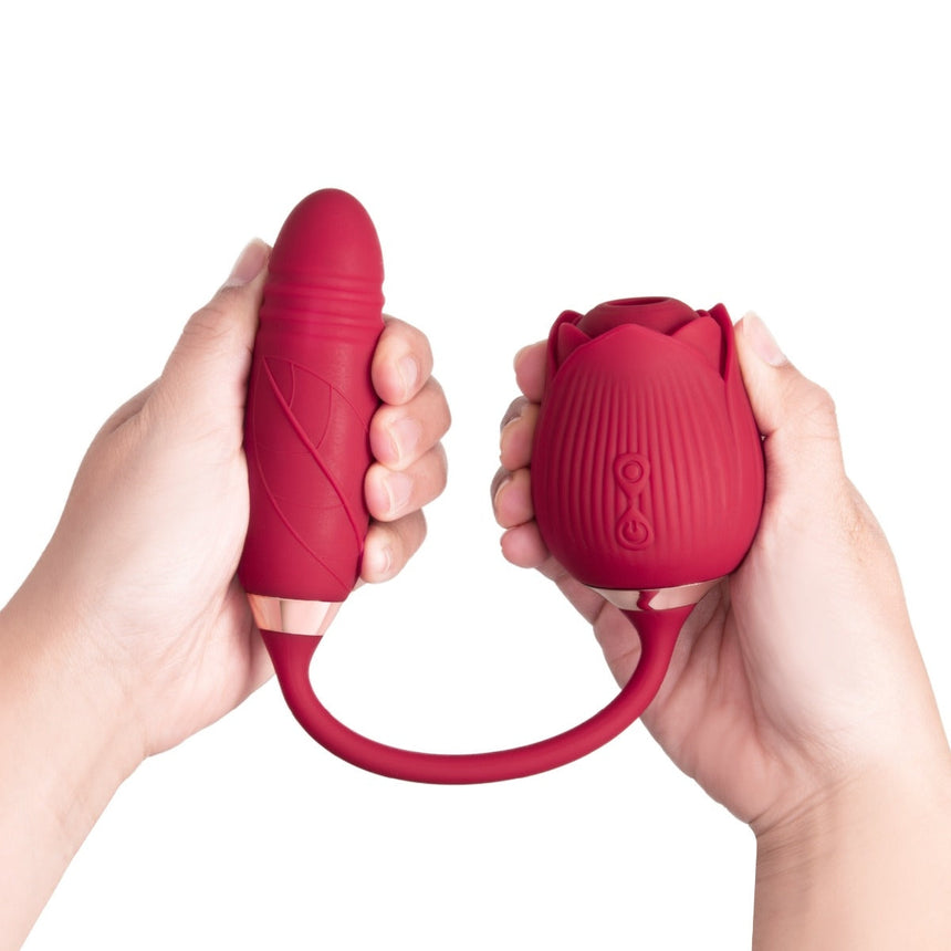 The Suck & Thrust Rose Rechargeable Suction & Thrusting Vibe