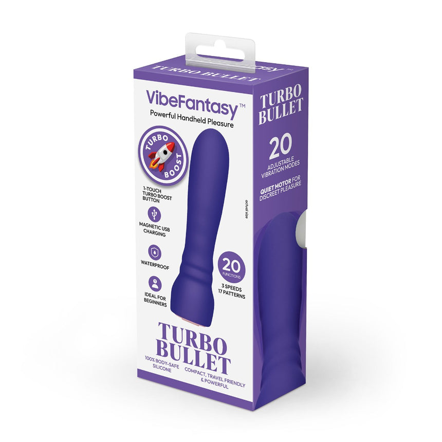 VibeFantasy Turbo Boost Bullet Rechargeable Vibrating Massager Powerful Handheld Pleasure Purple