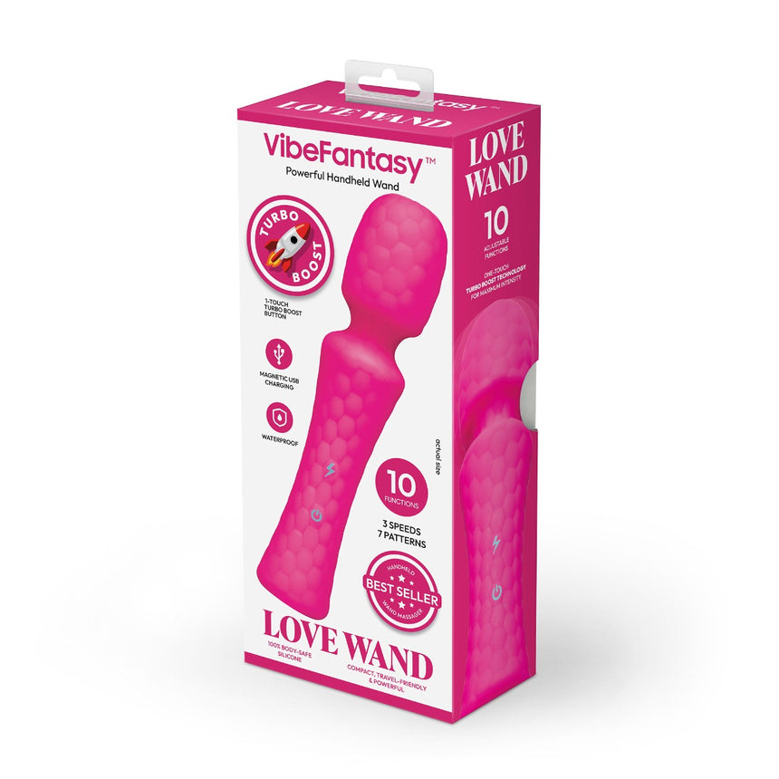 VibeFantasy Love Wand Rechargeable Vibrating Massager Powerful Handheld Pleasure Pink