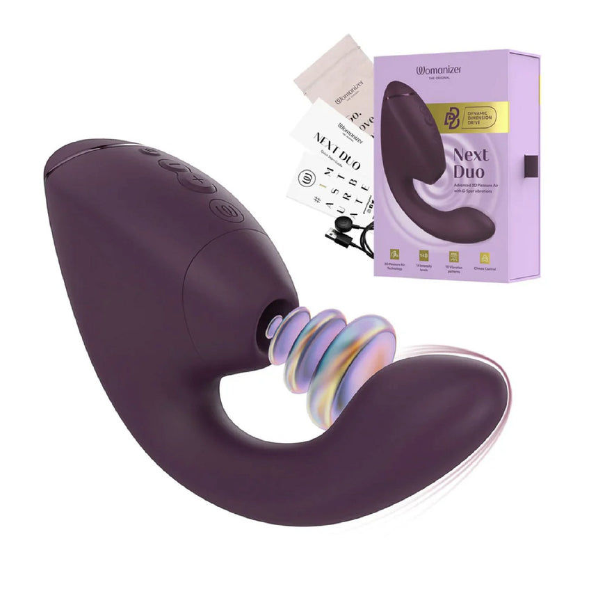 Womanizer Next Duo Rechargeable Silicone Dual G-Spot and Clitoral Stimulator with 3D Pleasure Air