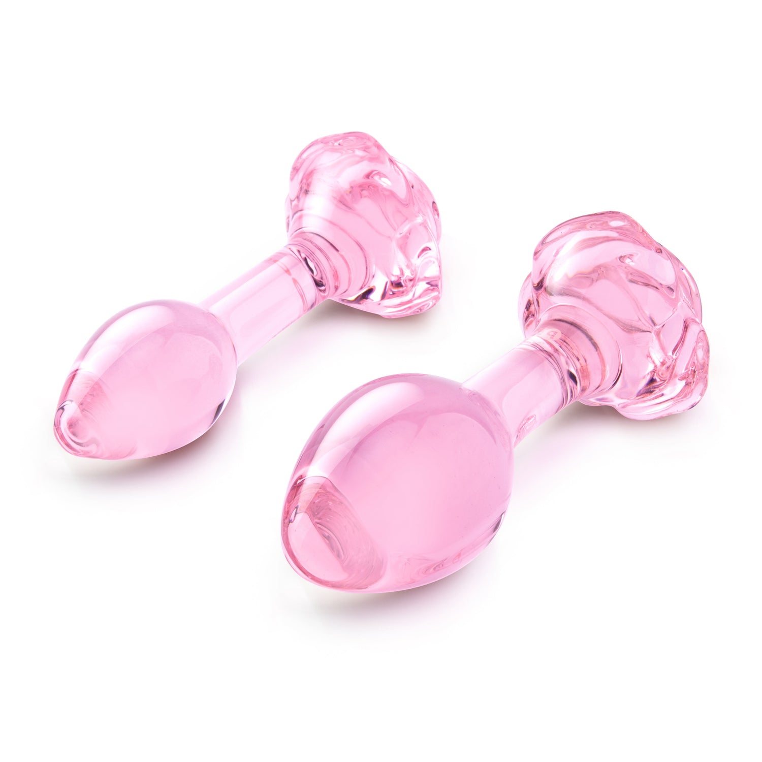 Pink Roses Glass Butt Plug Training Set