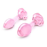 Pink Roses Glass Butt Plug Training Set