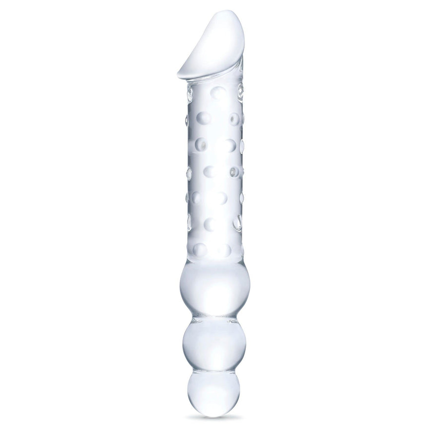 12” Double-Ended Glass Dildo With Anal Beads