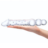 12” Double-Ended Glass Dildo With Anal Beads