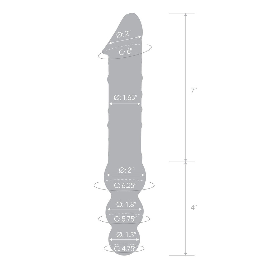 12” Double-Ended Glass Dildo With Anal Beads