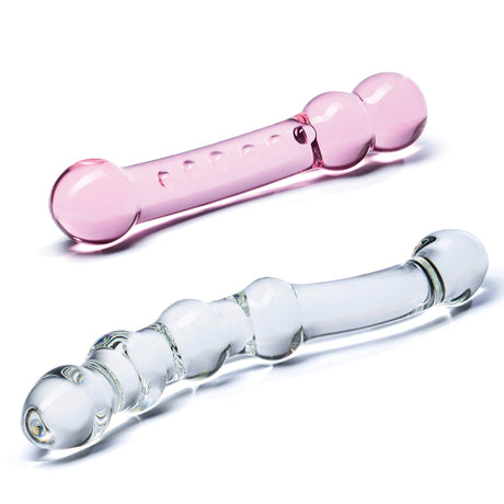 2-Piece Double-Pleasure Glass Dildo Set