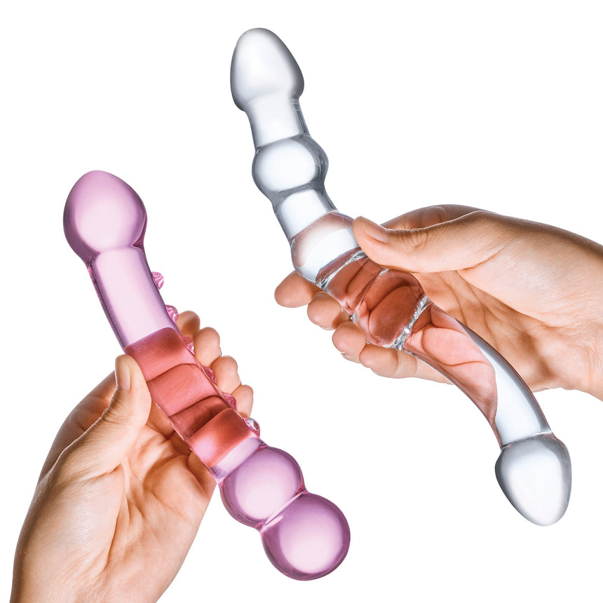 2-Piece Double-Pleasure Glass Dildo Set