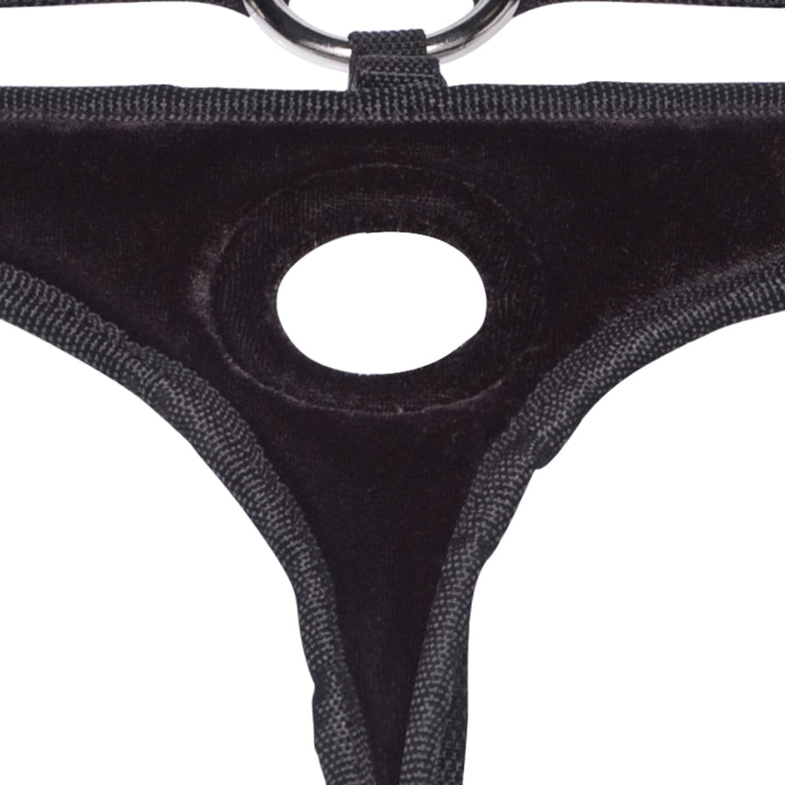Black Velvet Bikini Strap-On Harness