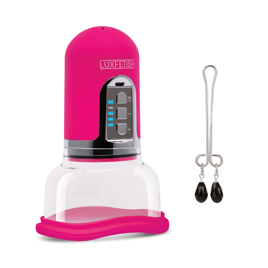 Rechargeable 4-Function Auto Pussy Pump With Clit Clamp
