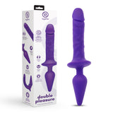 Purple double pleasure product with packaging on a white background