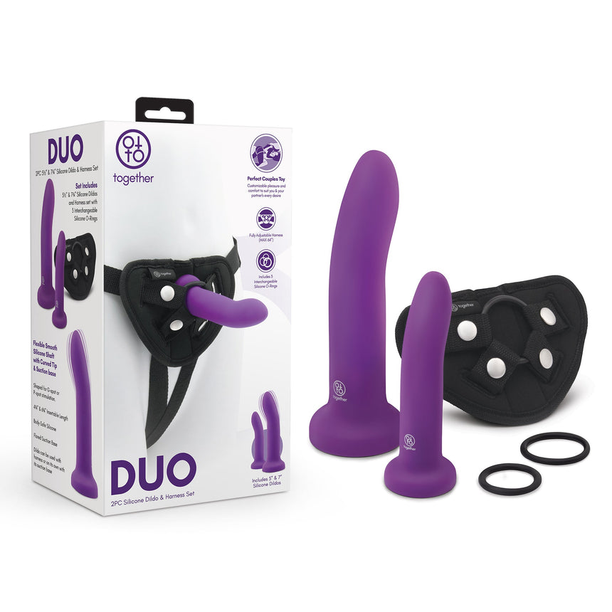 DUO 2pc Silicone 5.5" & 8" Dildo and Harness Set