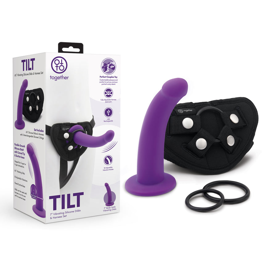 TILT Silicone 6.5" Dildo and Harness Set