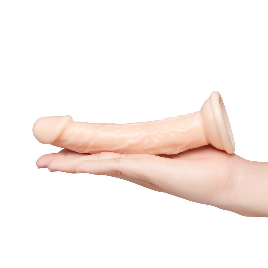 Together Tones 6.75 Inch Realistic Curved Strap-On Dildo with Flared Suction Base