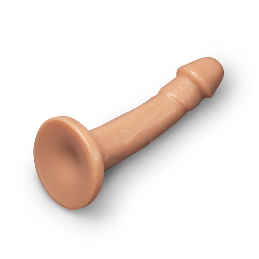 Together Tones 8 Inch Realistic Curved Strap-On Dildo with Flared Suction Base