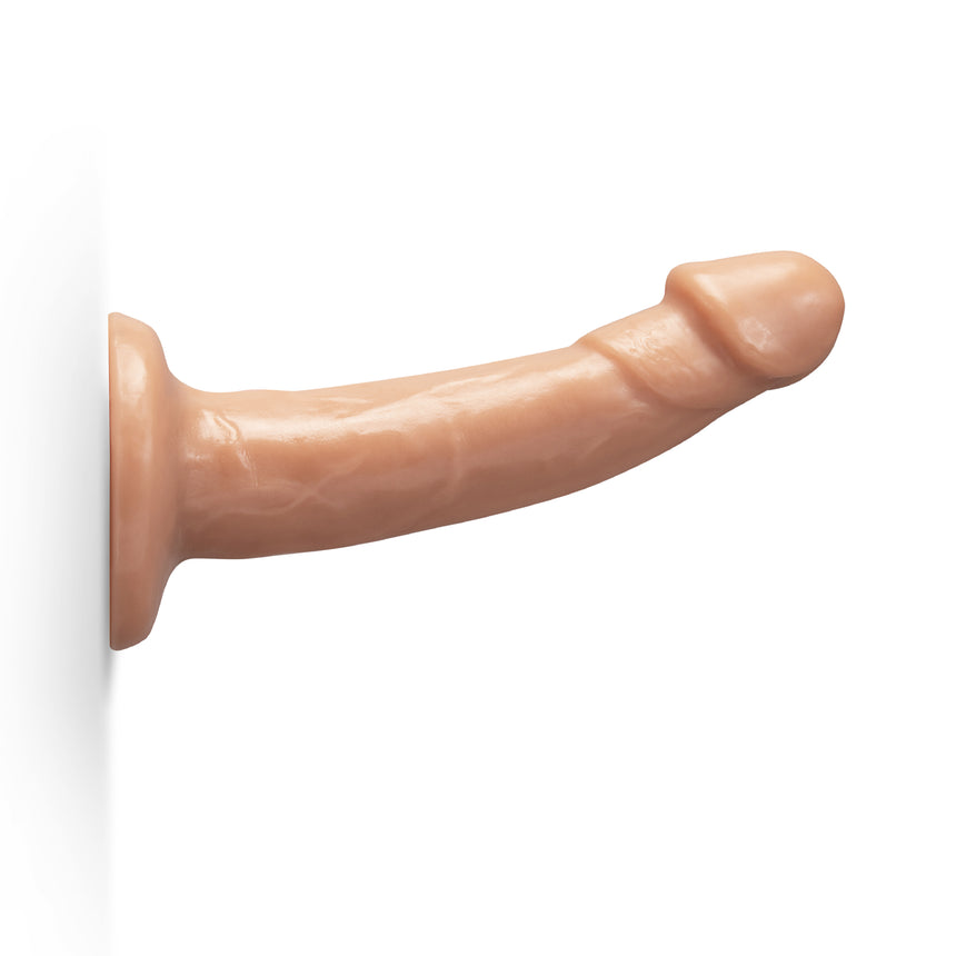 Together Tones 8 Inch Realistic Curved Strap-On Dildo with Flared Suction Base