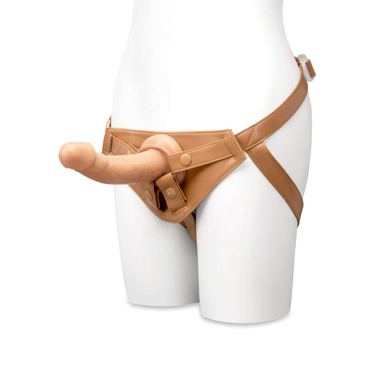 Together Tones 8 Inch Realistic Curved Strap-On Dildo with Flared Suction Base