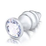 B-Vibe Silver Anal Plug With Clear Stone Large
