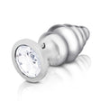 B-Vibe Silver Anal Plug With Clear Stone Medium