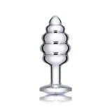 B-Vibe Silver Anal Plug With Clear Stone Small