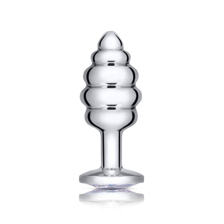B-Vibe Silver Anal Plug With Clear Stone Small