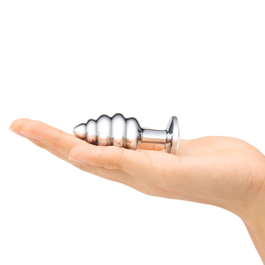 B-Vibe Silver Anal Plug With Clear Stone Small