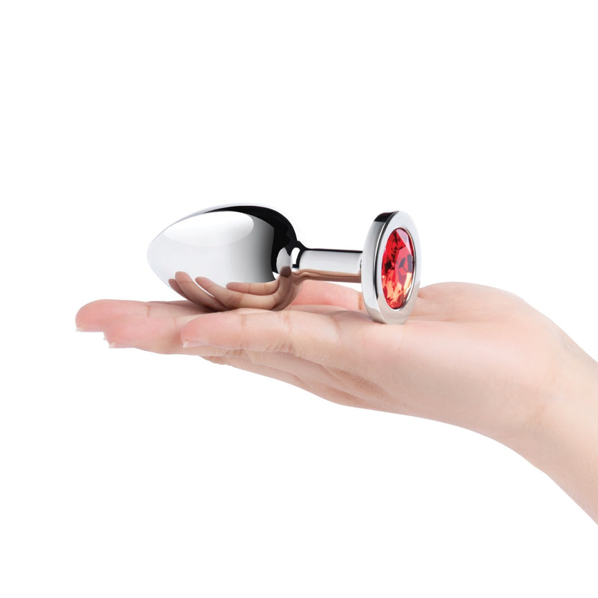 b-Vibe Stainless Steel Jewel Butt Plug Red Large 410g