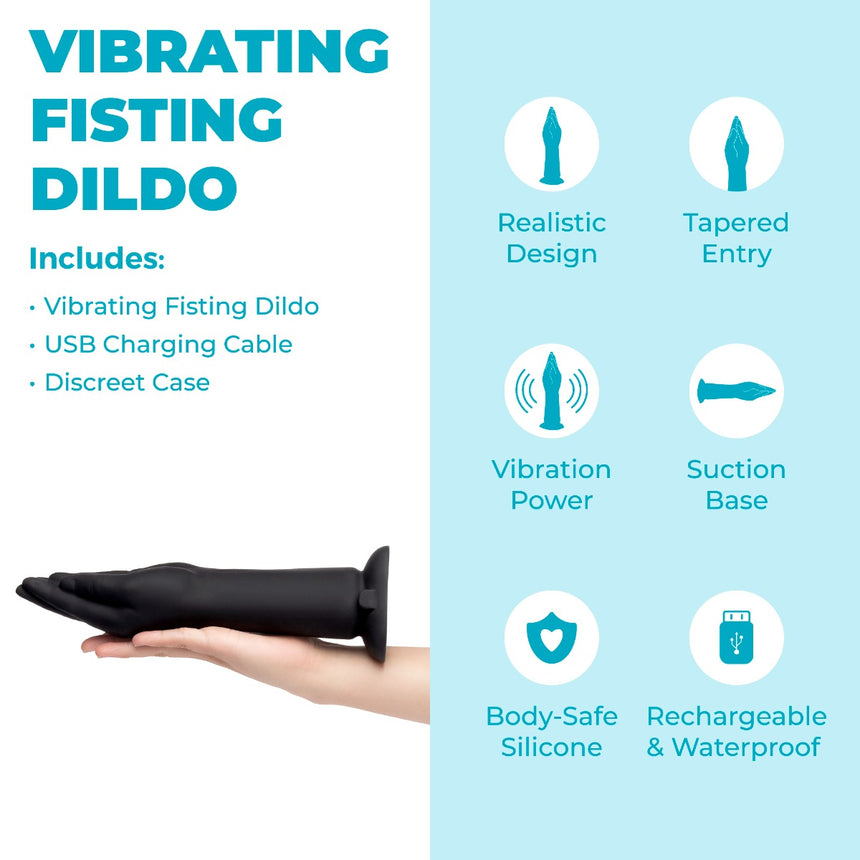 b-Vibe 10.5" USB Rechargeable Vibrating Silicone Realistic Hand Fisting Dildo with Suction Base 