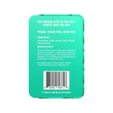 Back of Flintts Mints Mint F Strength 200 tin displaying ingredients list and usage directions.