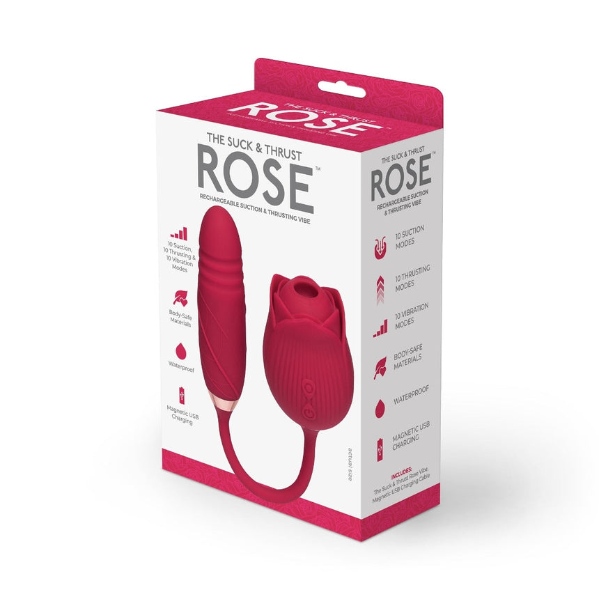 The Suck & Thrust Rose Rechargeable Suction & Thrusting Vibe